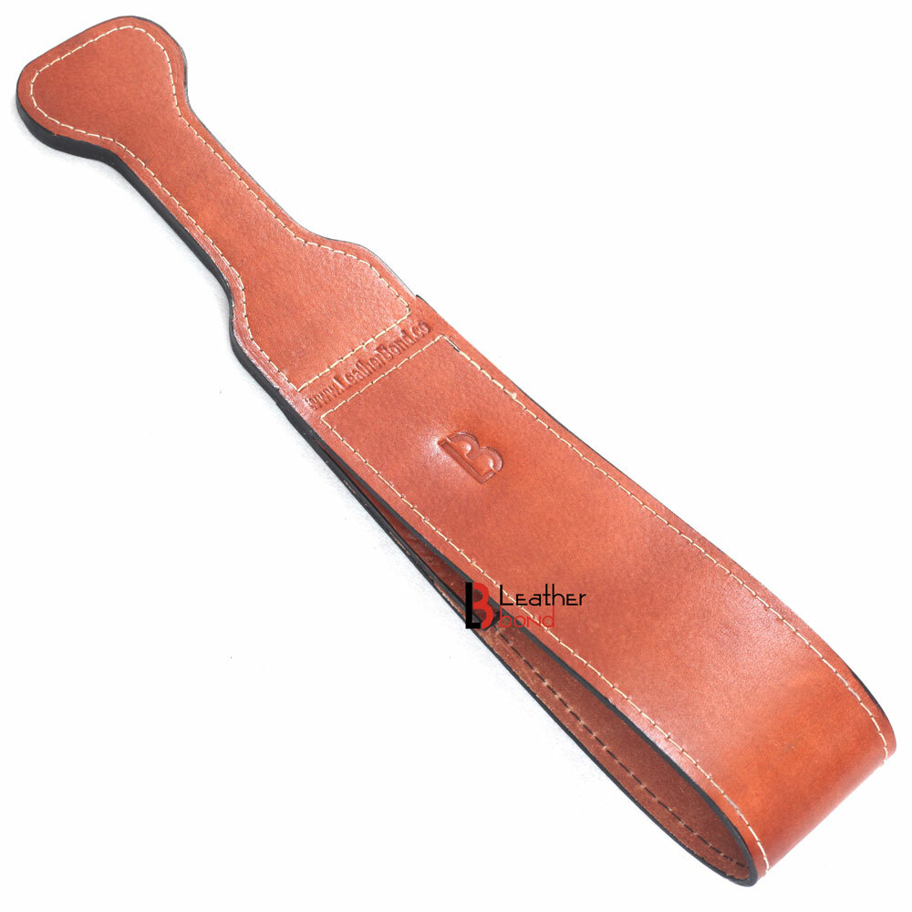 Real & Genuine Cowhide Strict Leather Paddle Slapper Double Layer Heavy Brown
