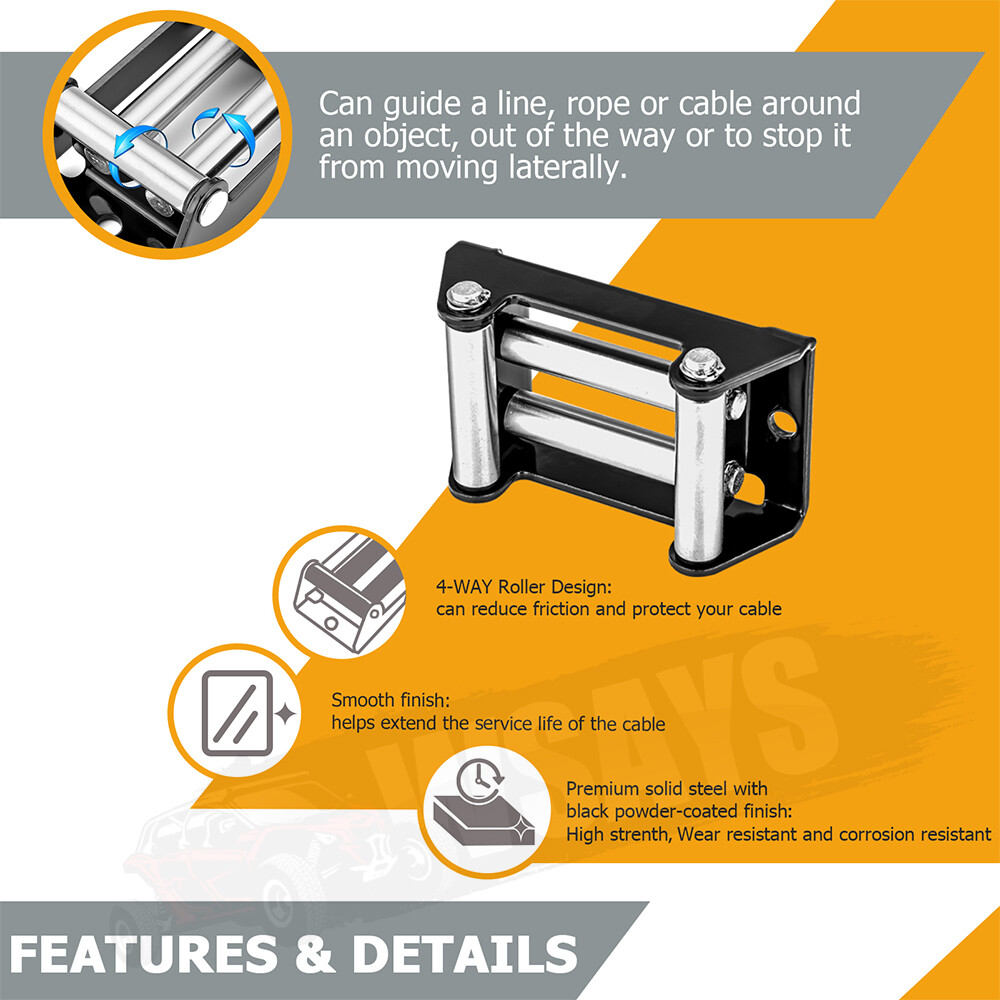 4-7/8" Winch Roller Fairlead Cable Lead Guide 3500LBS For UTV ATV Polaris Can-Am