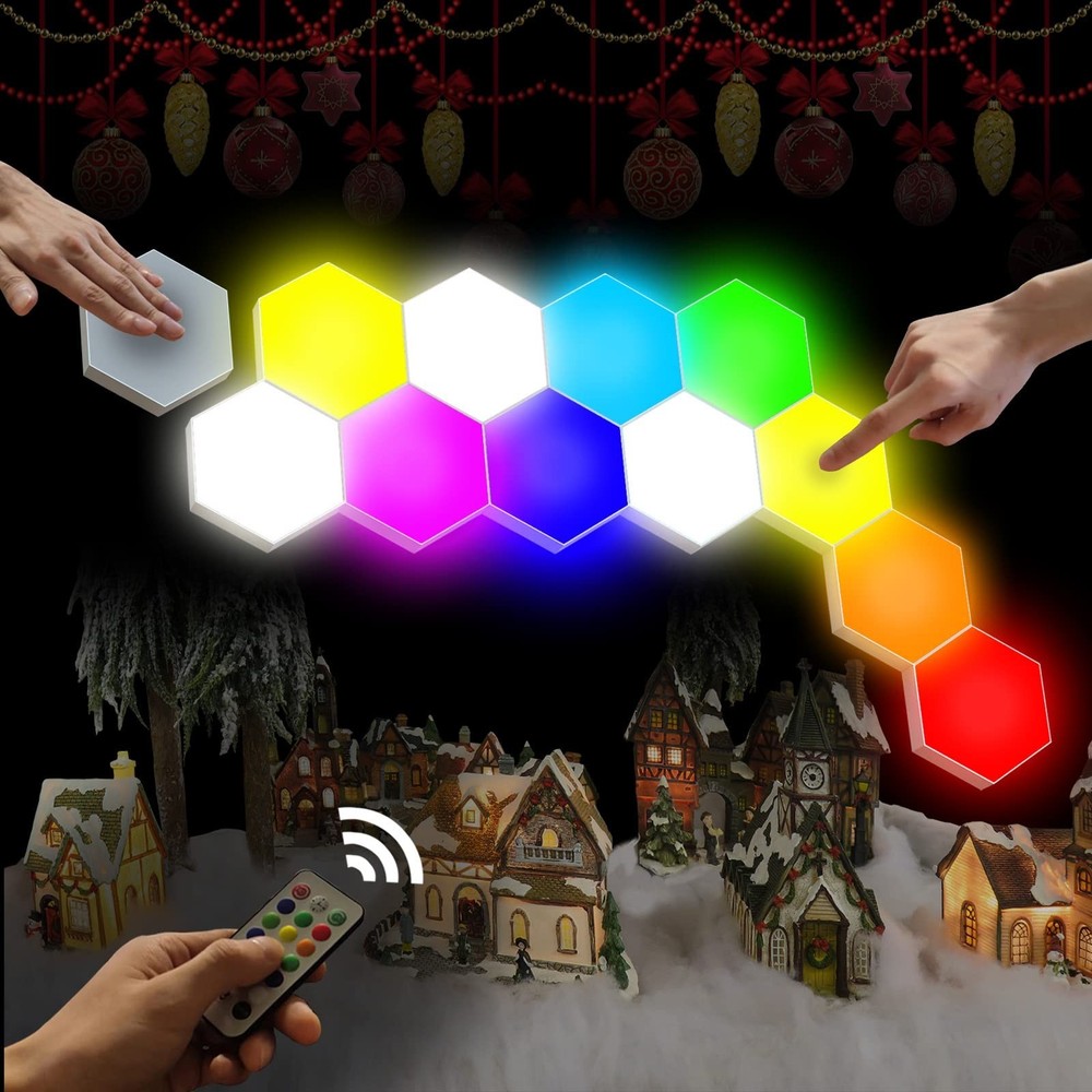 YXQUA Hexagonal Wall Light Modular Touch Sensitive Lights Creative Geometry A...