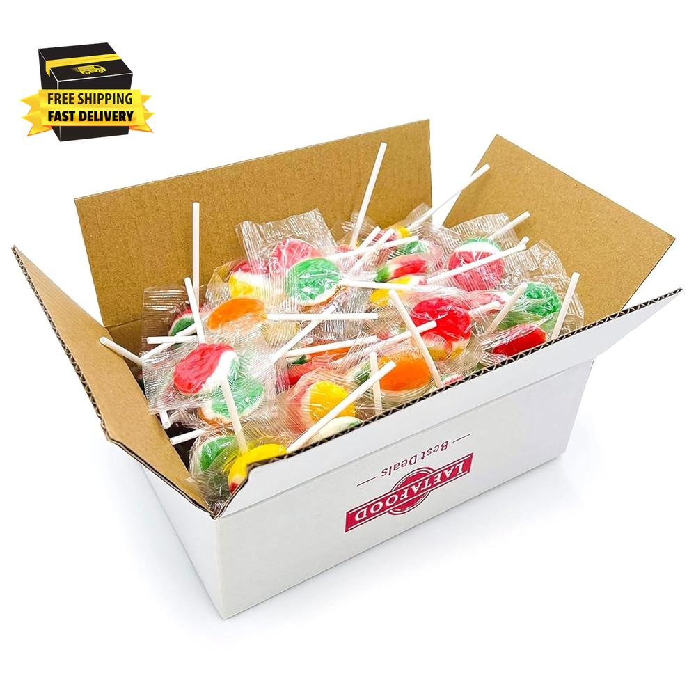 Fruit Lollipops | 2 Pound Box - Approx. 80 Count | Assorted Flavors Hard Candy |