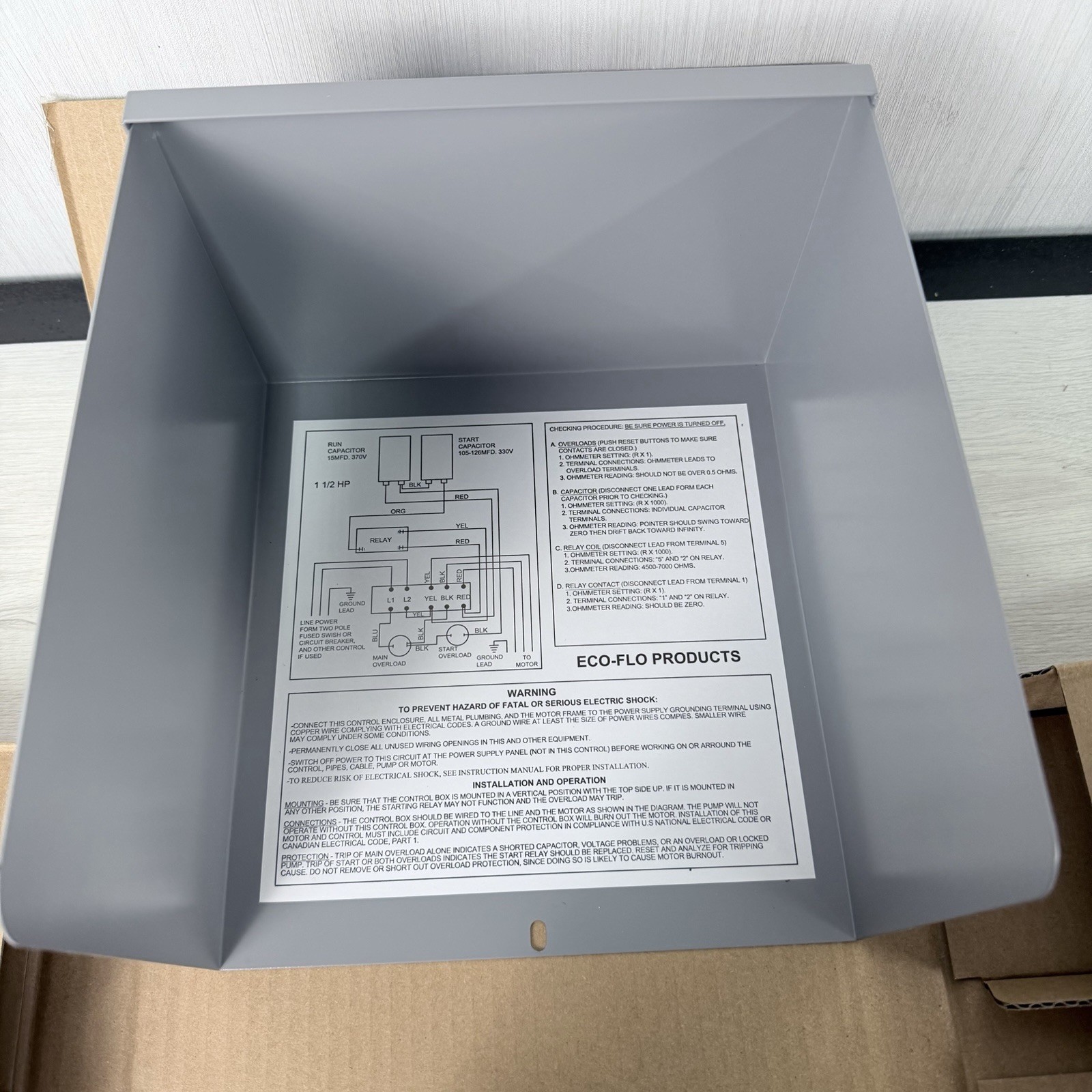 Eco-Flo EFCB15 Water Submersible Pump Control Box EFCB Series 1.5HP 230V