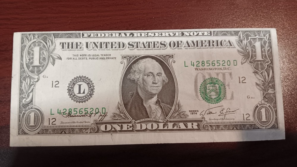 MAJOR ERROR 1974 $1 FRN - Misaligned Overprint (Low Seal/SN) & Miscut Note