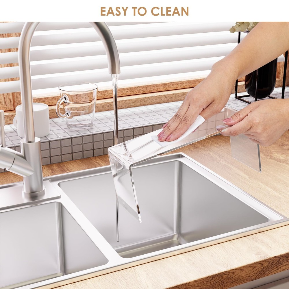 8 Pieces Large Display Risers, 4" Wide Clear Rectangular Tabletop Shelf for S...