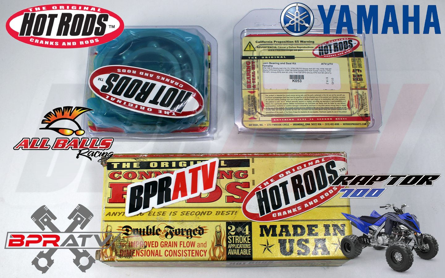 Yamaha Raptor 700 Hot Rods Connecting Rod Kit Hotrods Bearings Crank Rebuild Kit