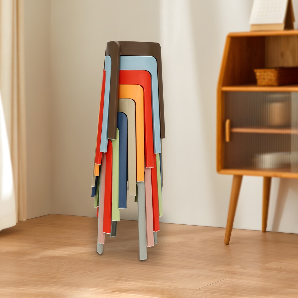 10PCS 18" Colorful Plastic Stackable Stools Modern Round Stools Stackable Stools