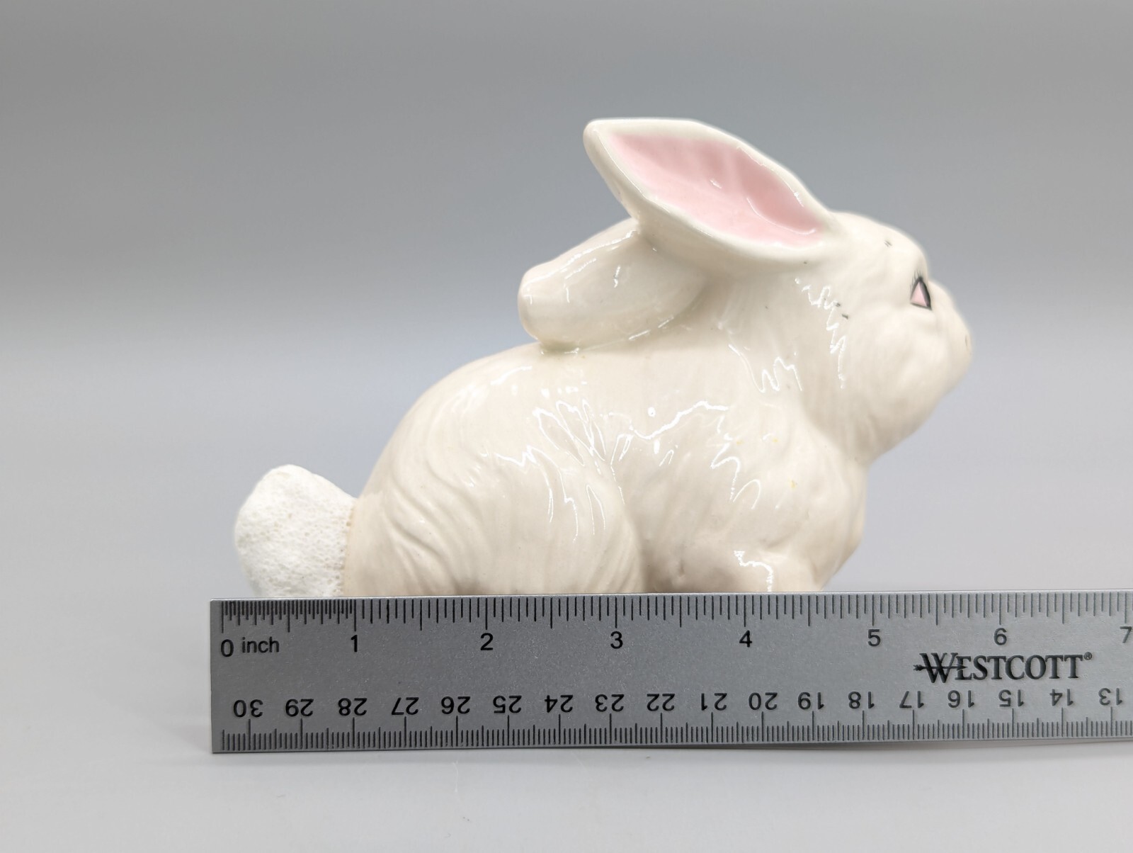 Ceramic White Rabbit Figurine Statue Cottontail Easter Bunny 7"