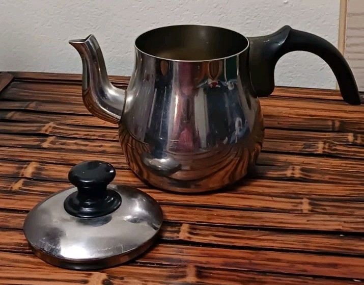 Vtg Silver Coffee Pot With Lid Java Starbucks Brew