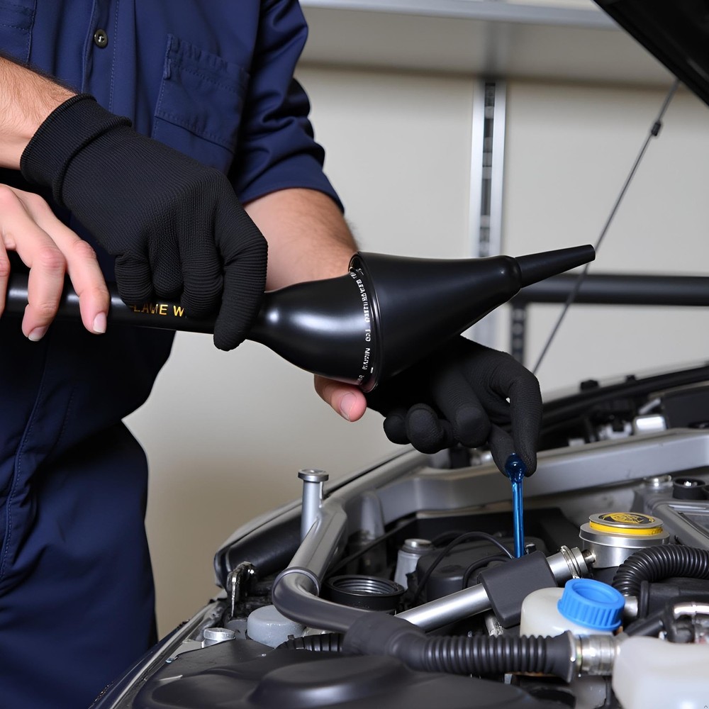 1Pc Black Multi-Function Auto Engine Oil Petrol Change Funnel Long Stem