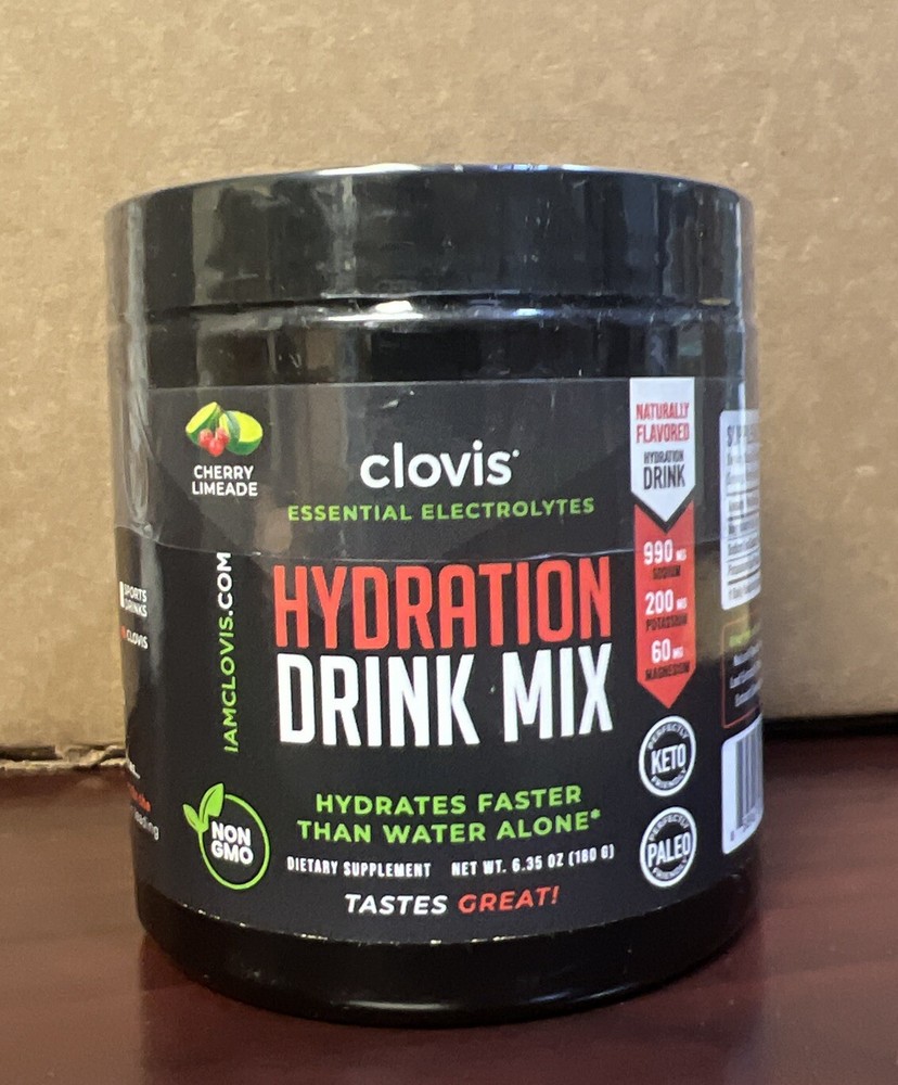 Clovis Essential Electrolytes HYDRATION DRINK MIX Cherry Limeade 30 Servings NEW
