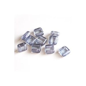 Flat Square 2-Hole Bead, Luster Blue, 6mm