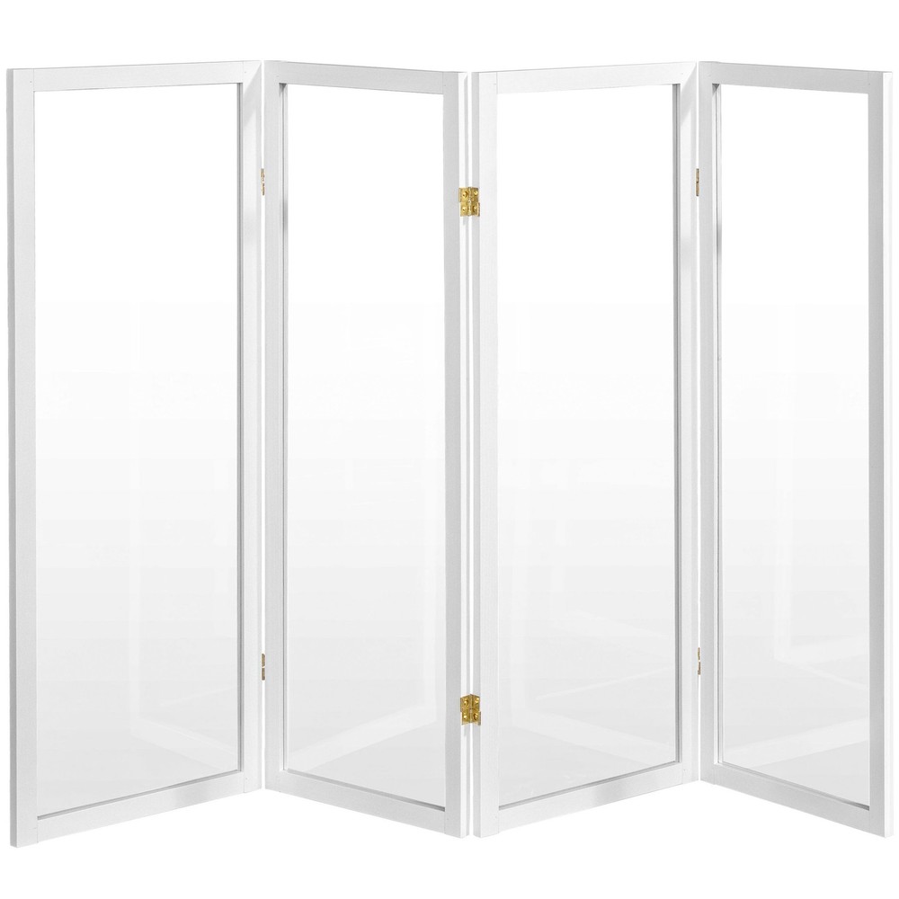 4 ft. Short Clear Plastic Partition White 4 Panel