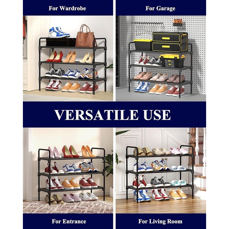 3 Tier Shoe Rack Stackable Organizer Durable Space Saving Entryway Storage New