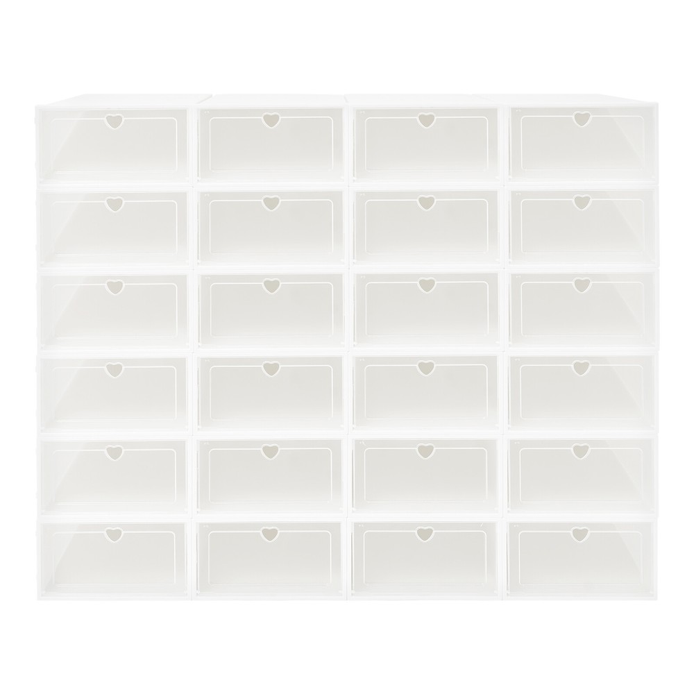 24pcs Shoe Storage Box Shoes Case Transparent Stackable Shoe Organizer Container