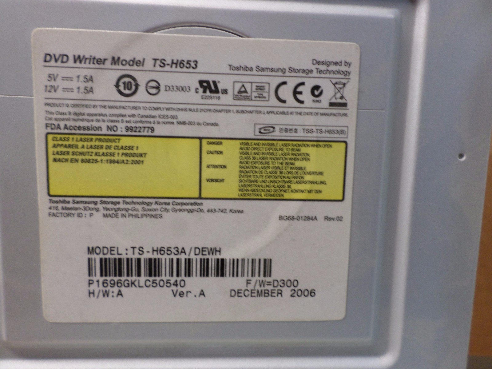 Samsung TS-H653 16X DVD+-RW SATA Burner Drive Black Dell Optiplex HP Lenovo