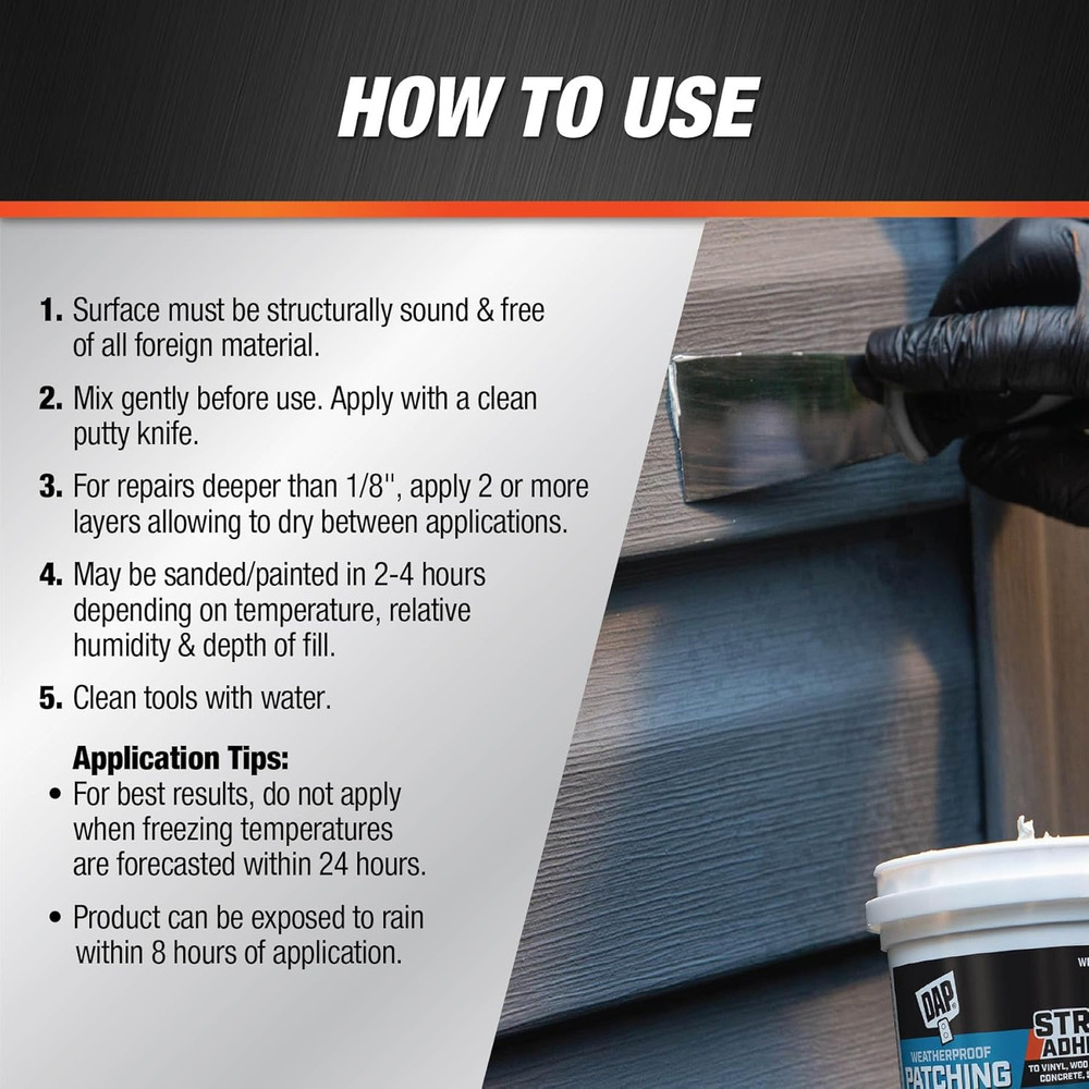 Weatherproof Patching Compound, White, 16 Oz (7079818740)