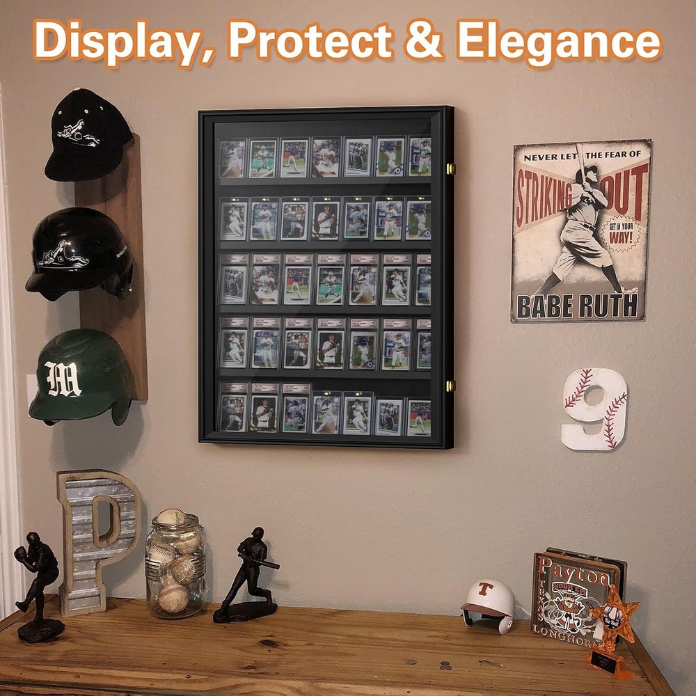 2 Pack Baseball Card Display Case, 36 Graded 36 Card-Horizontal-2 Pack, Black
