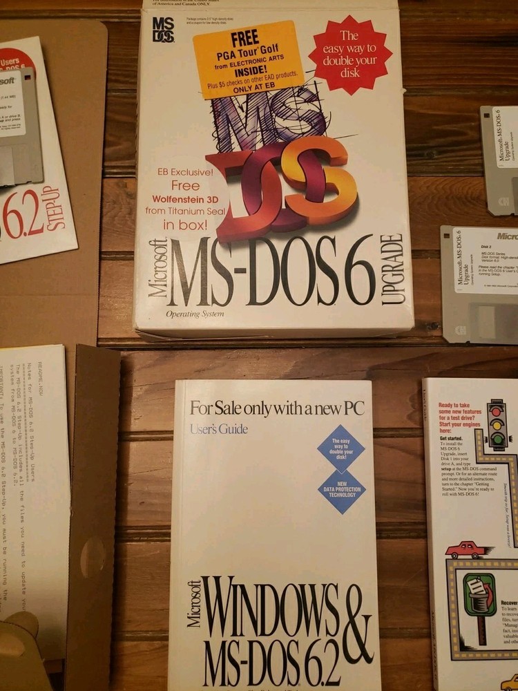 Microsoft MS-DOS 6 Software Upgrade Operating System 4x Floppy Disk 6.2 Step Up