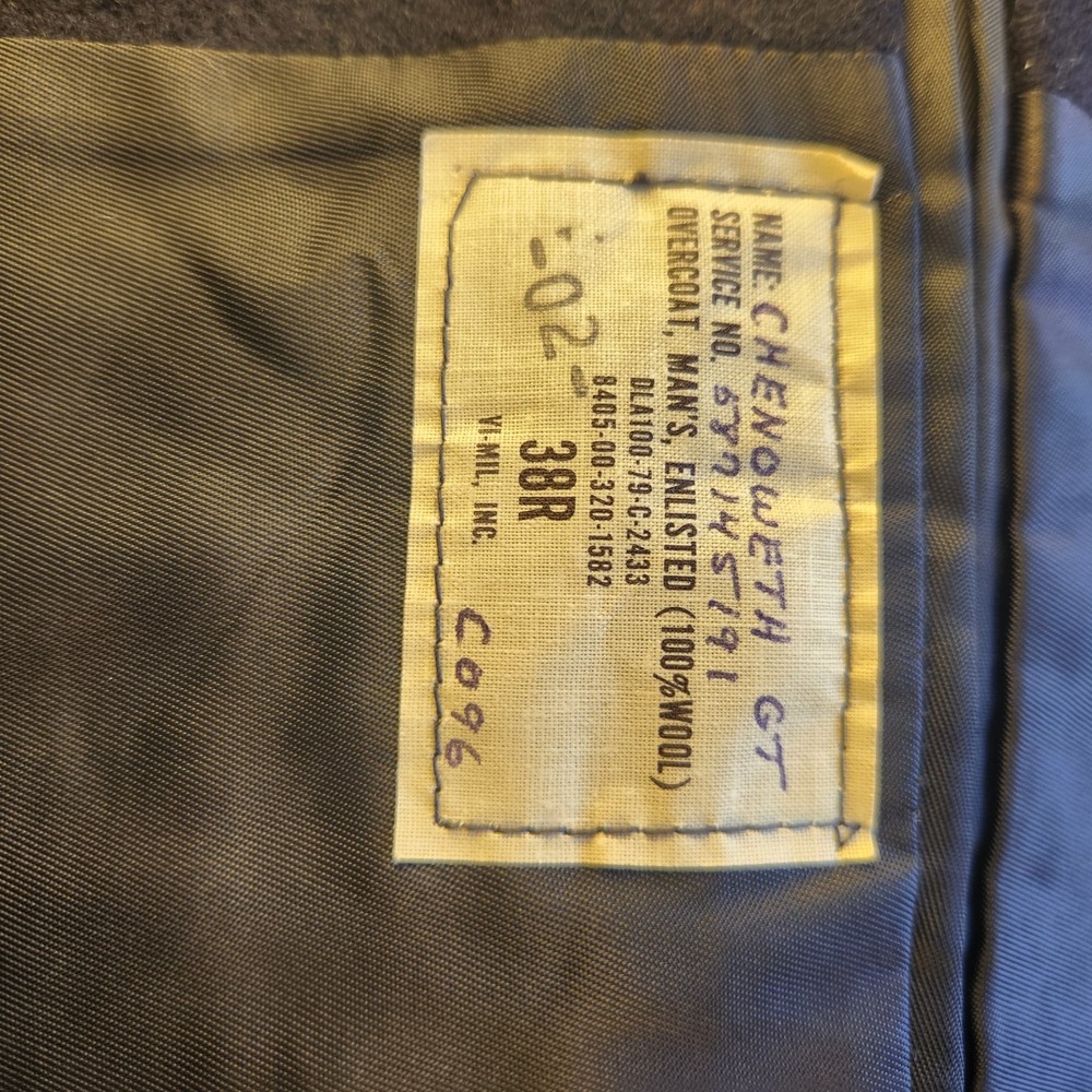 Authentic US Navy Enlisted Man's Pea Coat Issued 1981 Excellent Condition.