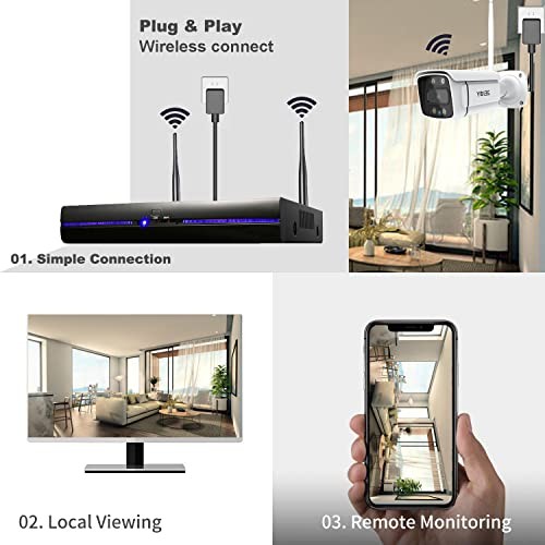 3MP WiFi Security Camera System with Floodlight Without Hard Drive, 2K White