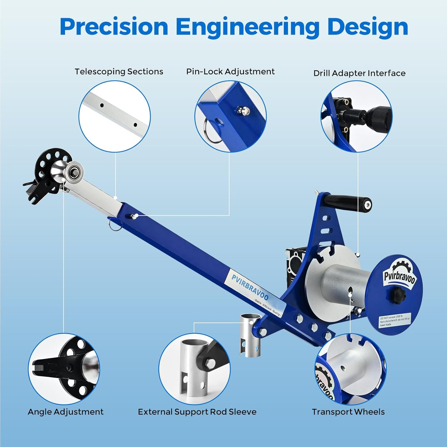 Handheld Cable Puller Drill-Powered Wire Tugger with 1000lb Pulling Force