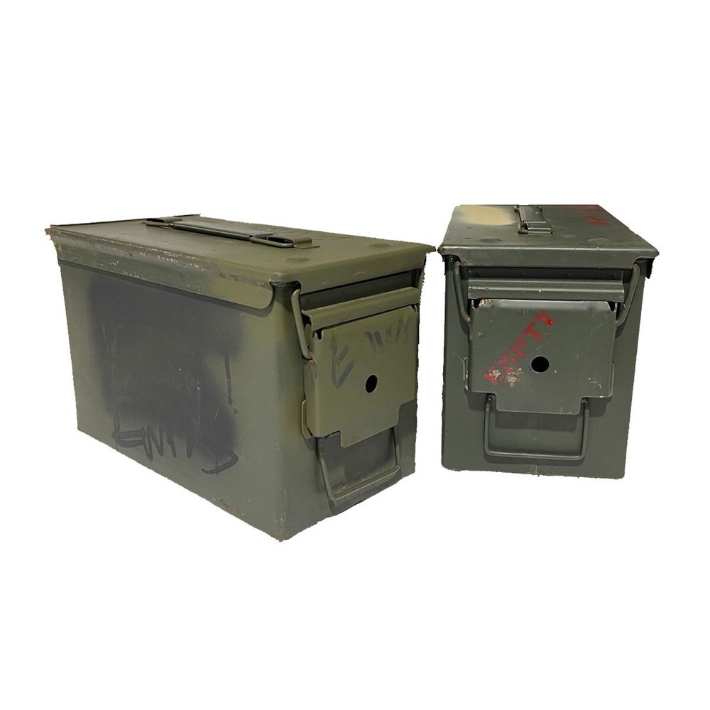2 CANS Grade 2  50 cal empty ammo cans  FREE SHIPPING