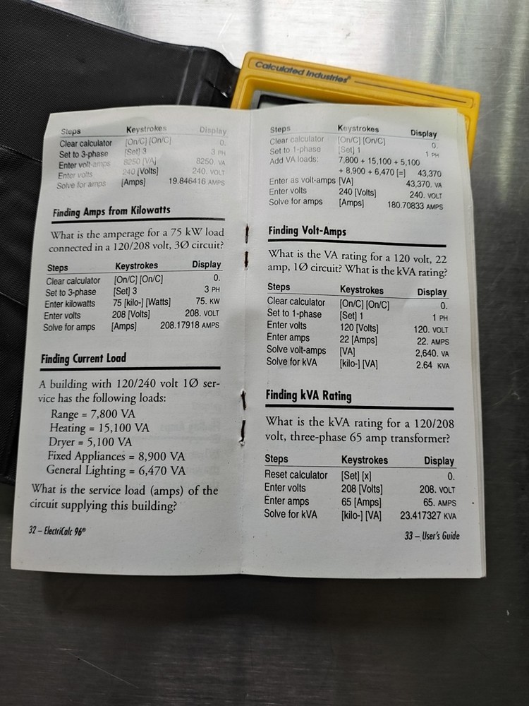 ElectriCalc 96 NEC Code Calculator With Case Yellow Working