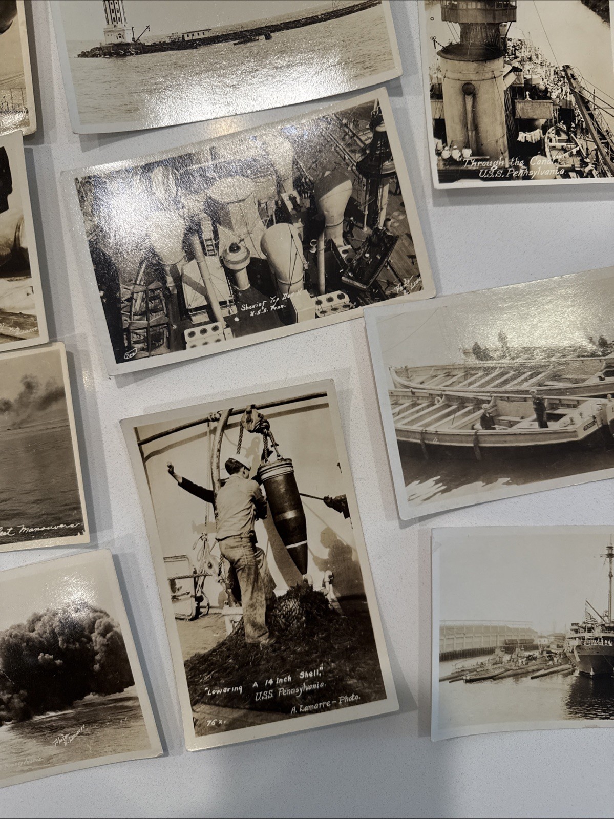 Huge WWI uss pennsylvania rppc Photo Lot, Navy Ships Military
