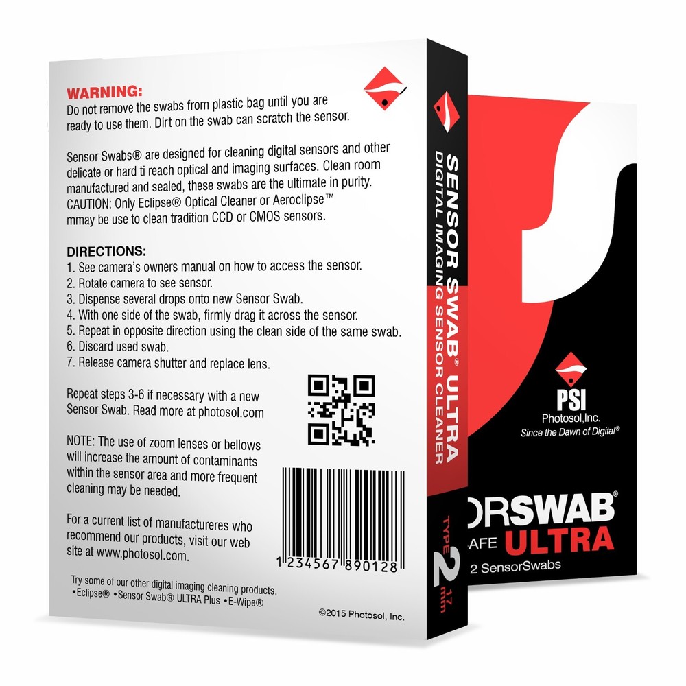 PHOTOGRAPHIC SOLUTIONS - SENSOR SWAB TYPE 2 /17MM 12 PACK & 2oz ECLIPSE PHOTOSOL