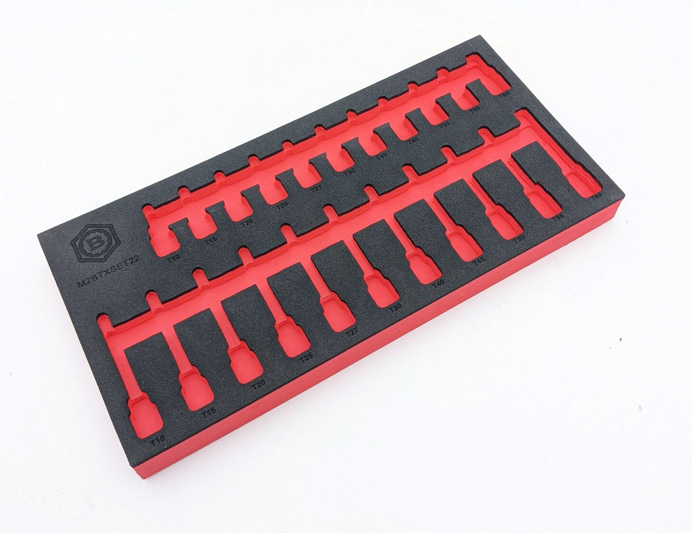 Britool EVA foam long & std Torx socket 3/8" dr. drive tool box organiser tray