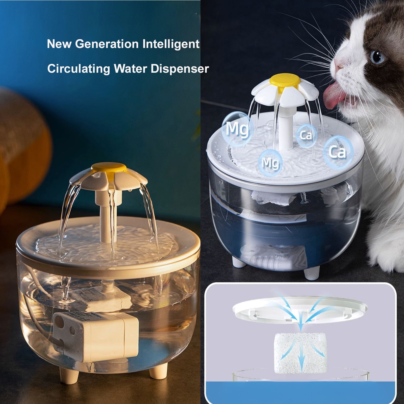 Cat Water Fountain Transparent Automatic Dog Cat Fountain Circulating Water Bowl