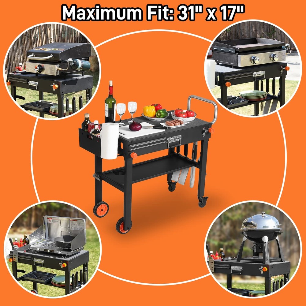 Grill Table for Blackstone Griddle, Portable Griddle Table with Caddy - Fit 1...