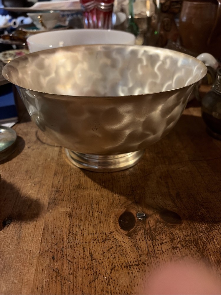 Vintage WMF Ikora MCM Silver Plated Hammered Look Bowl Made In Germany 9”.