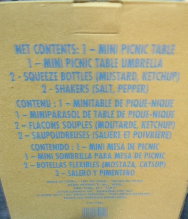 Avon Picnic Table Condiment Set