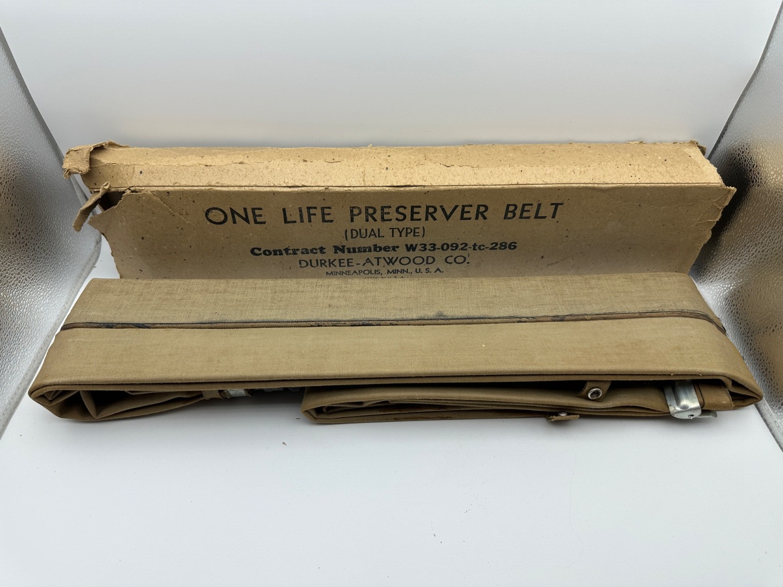 Vintage Durkee Atwood USN Inflatable Life Preserver Belt WWII D Day Military NEW