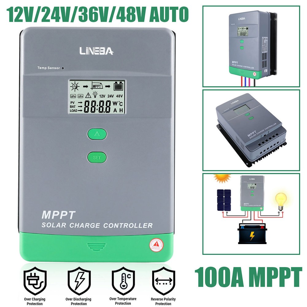 MPPT PWM Solar Charge Controller 30A-100A Auto Focus Tracking Panel Regulator