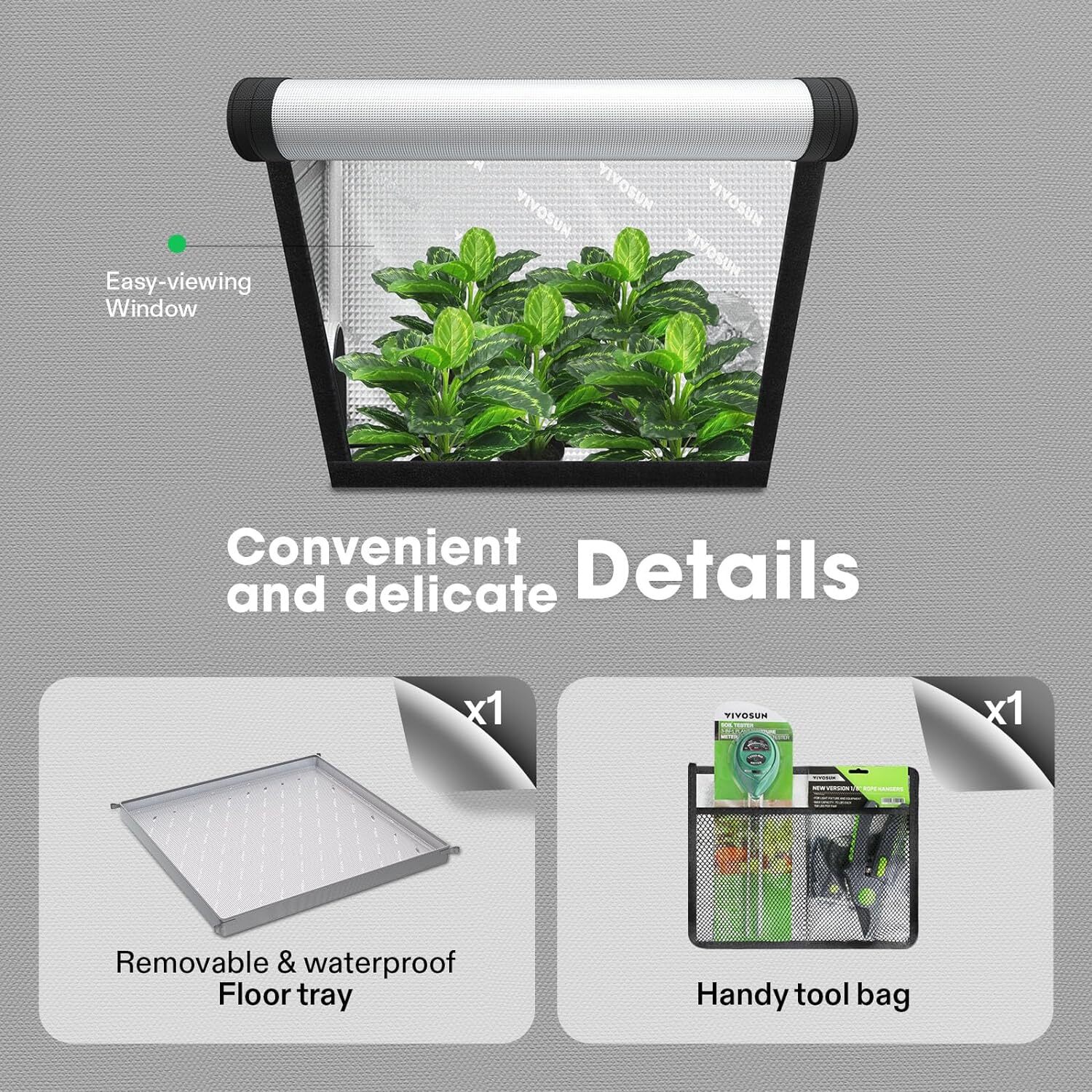 VIVOSUN 4x2/3x3/4x4/5x5/8x4 Updated Grow Tent Mylar Room Thickened Poles 165lbs