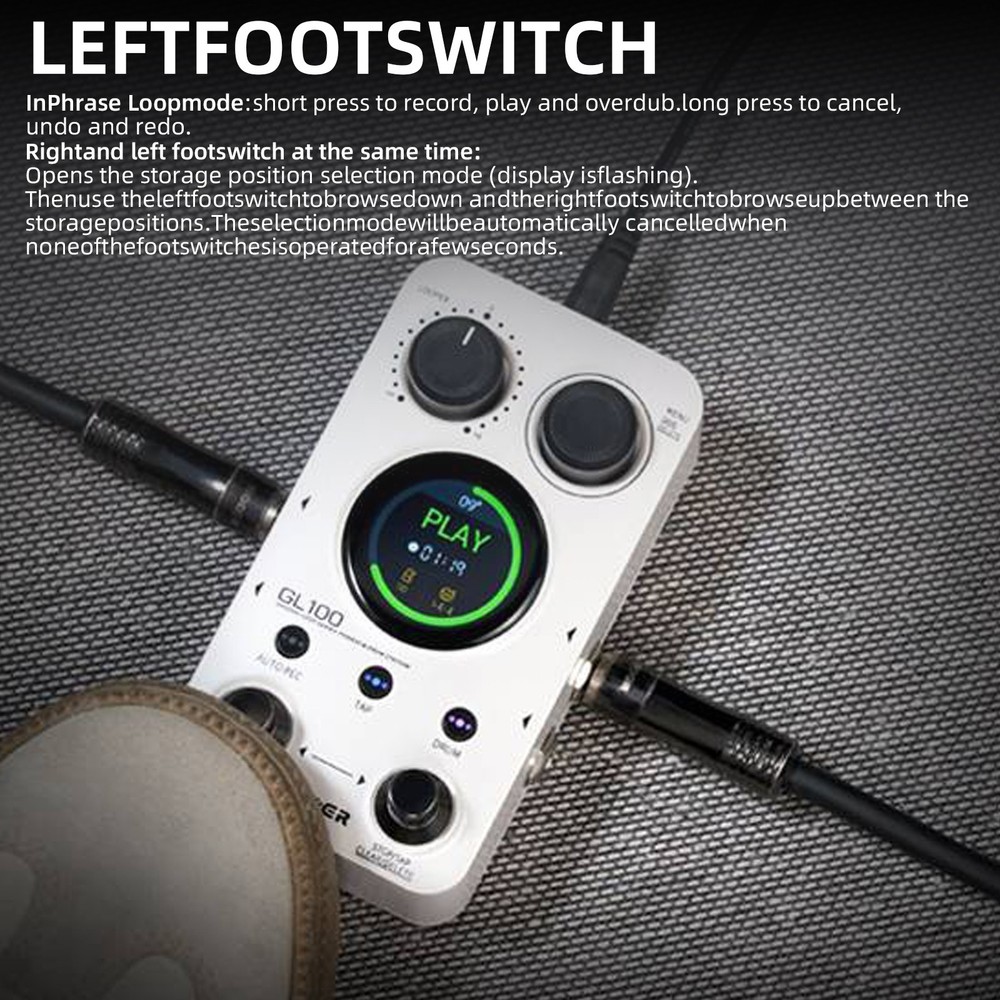 Loop Guitar Pedal Drum Machine Effect Pedal Auto Record 300 Mins w/Touch Screen