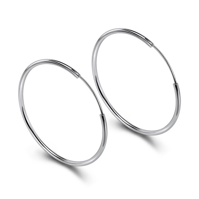 925 SOLID STERLING SILVER PLAIN 1MM THICK ROUND ENDLESS HOOP LIP EAR PE16