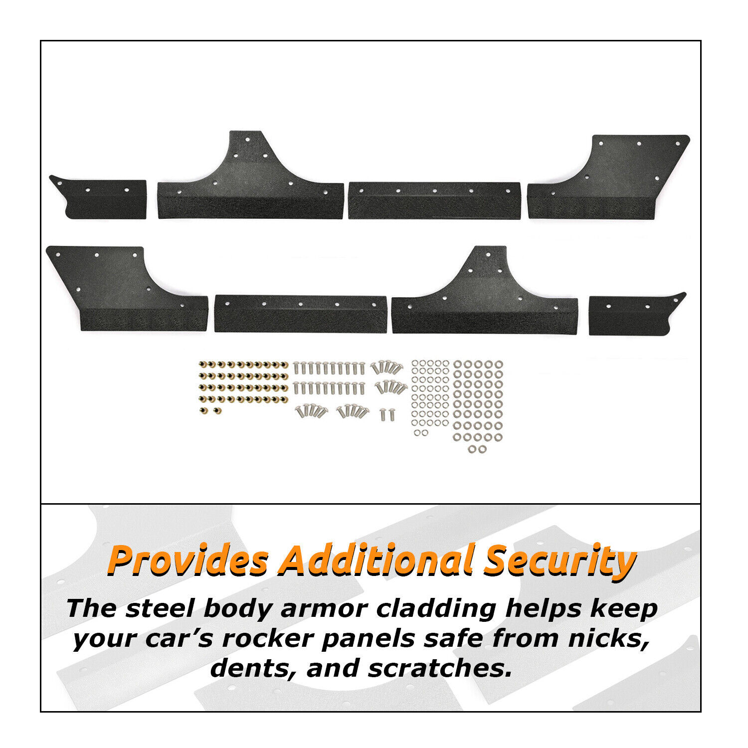 NEW 4 Door Body Armor Cladding Rocker Guards Set For Jeep Wrangler JK JKU 07-18