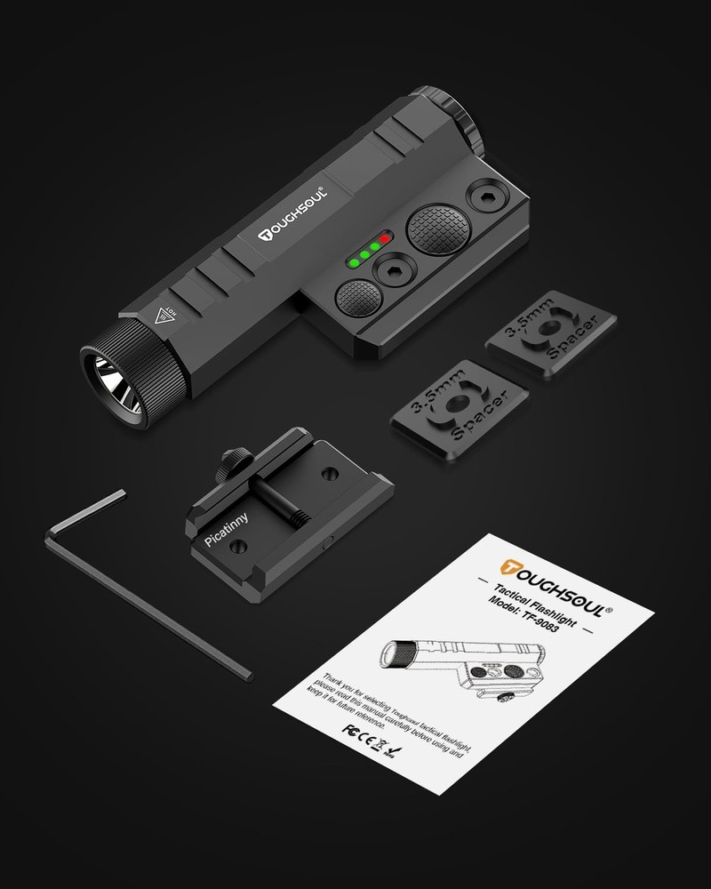 TOUGHSOUL Mlok Tactical Flashlight 2400 Lumen with Momentary Strobe Function,...