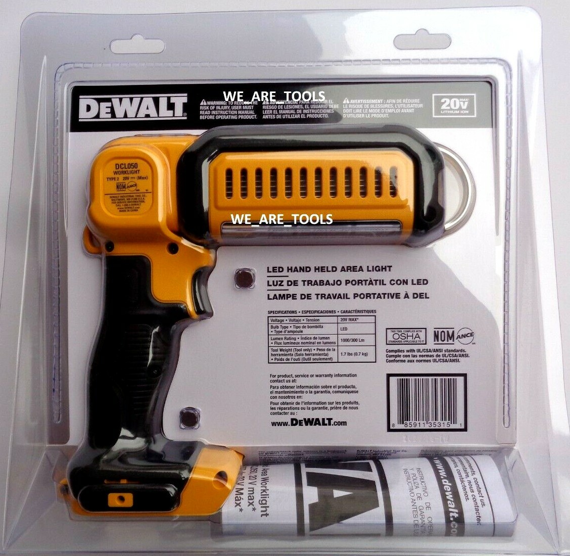 NEW IN PACKAGE Dewalt DCL050 LED 20V Light Pivoting Flashlight Work Area Light