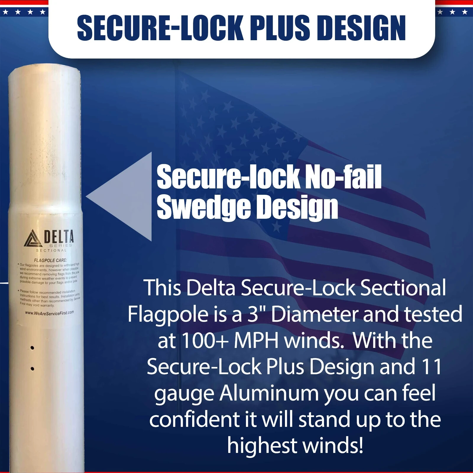 25' & 30' DELTA SECTIONAL FLAG POLE (SILVER)