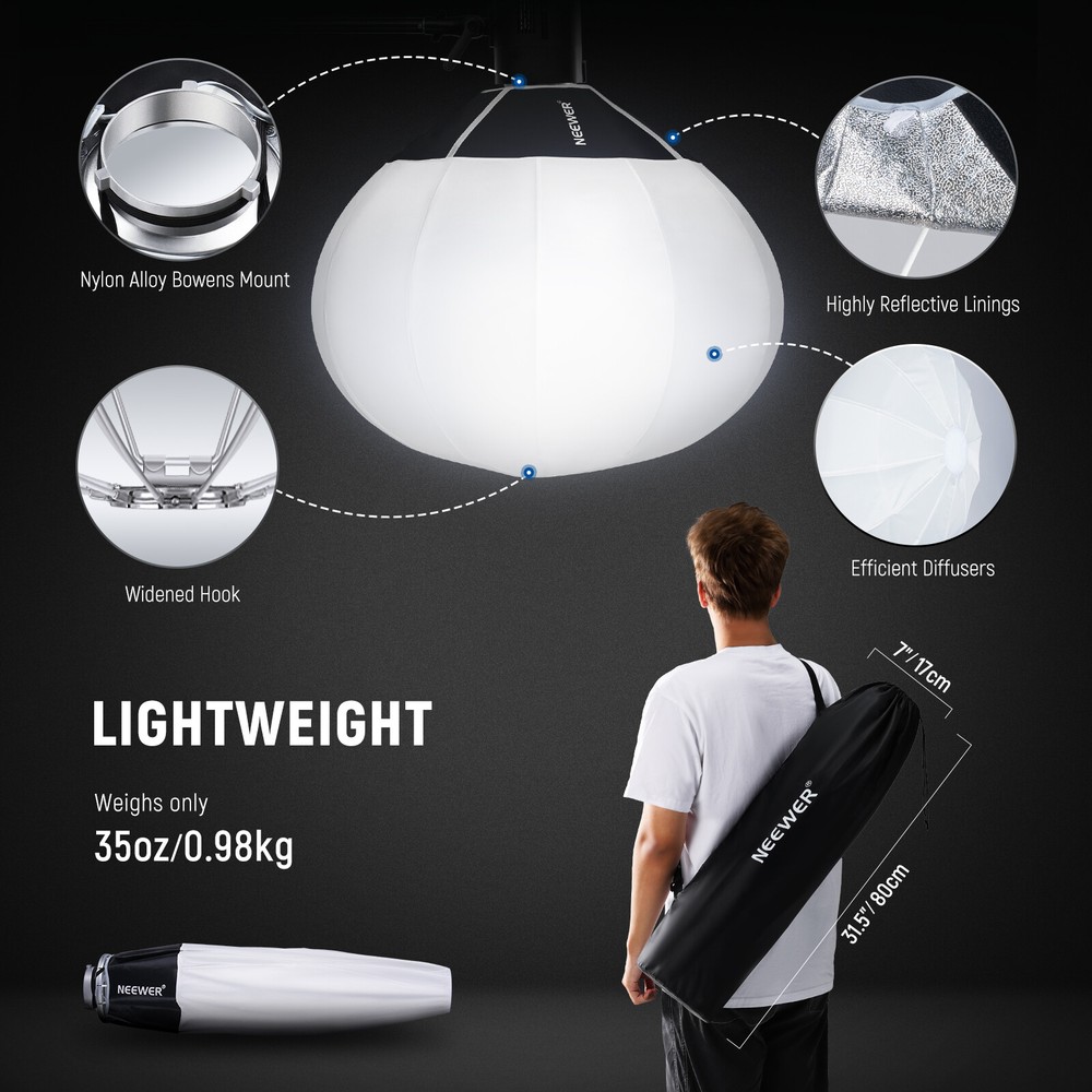 NEEWER 26''Lantern Softbox,Quick Release 360°Light Diffuser Bowens Mount Softbox