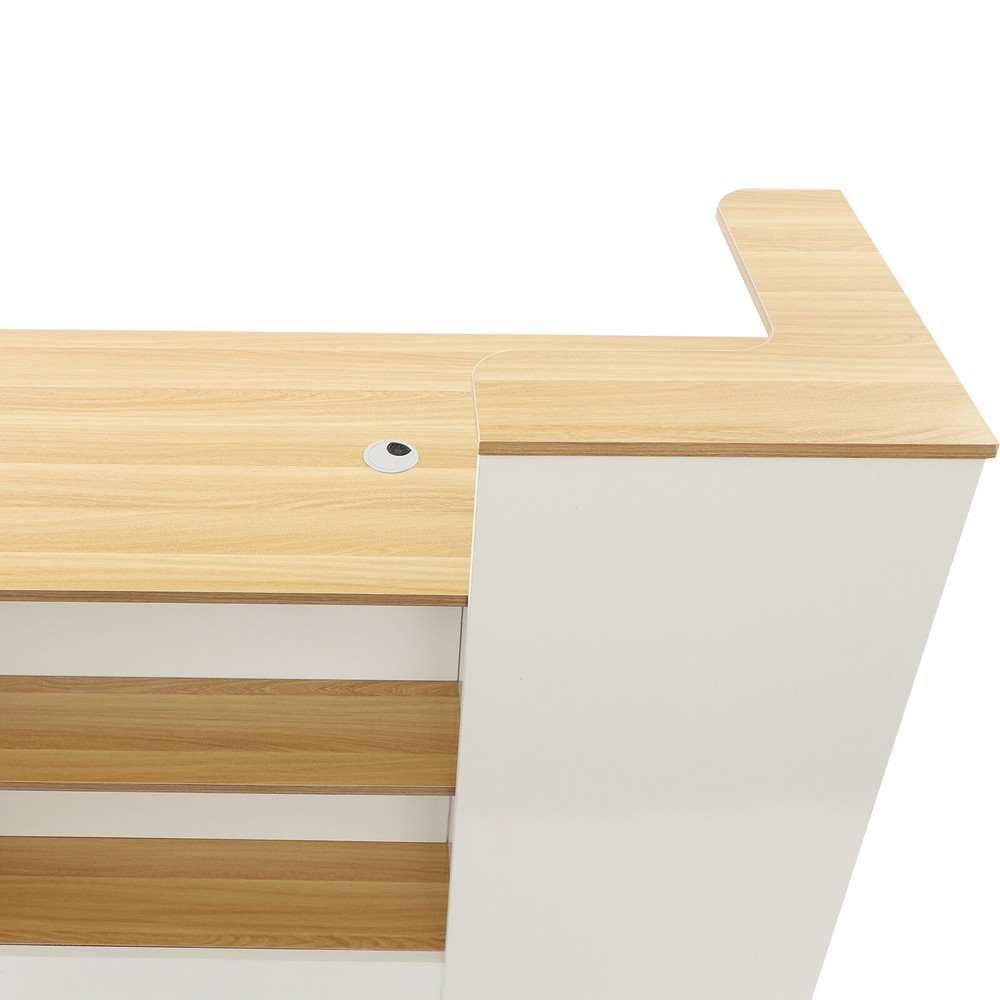 Rectangular Modern Reception Desk Reception Counter Table w/ Lockable Drawer