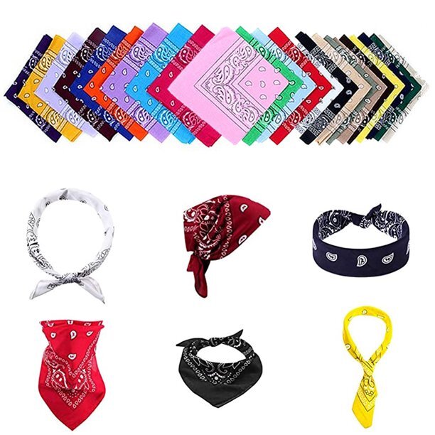 12 Pcs Lot 100% Cotton Paisley Print Bandana Face Cover Head Warp Headband Scarf
