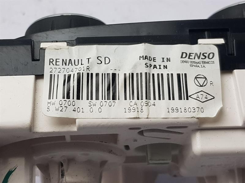 2018 RENAULT CAPTUR HEATER CONTROL PANEL ASSEMBLY 272704701R