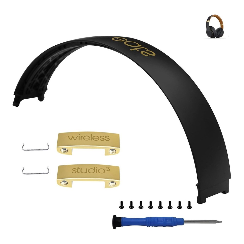 Studio 3 Replacement Headband & Hinge for Beats Black Gold