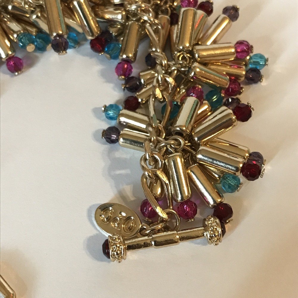 Multi Colored Beaded Clusters Dangle Bracelet Signed OPC