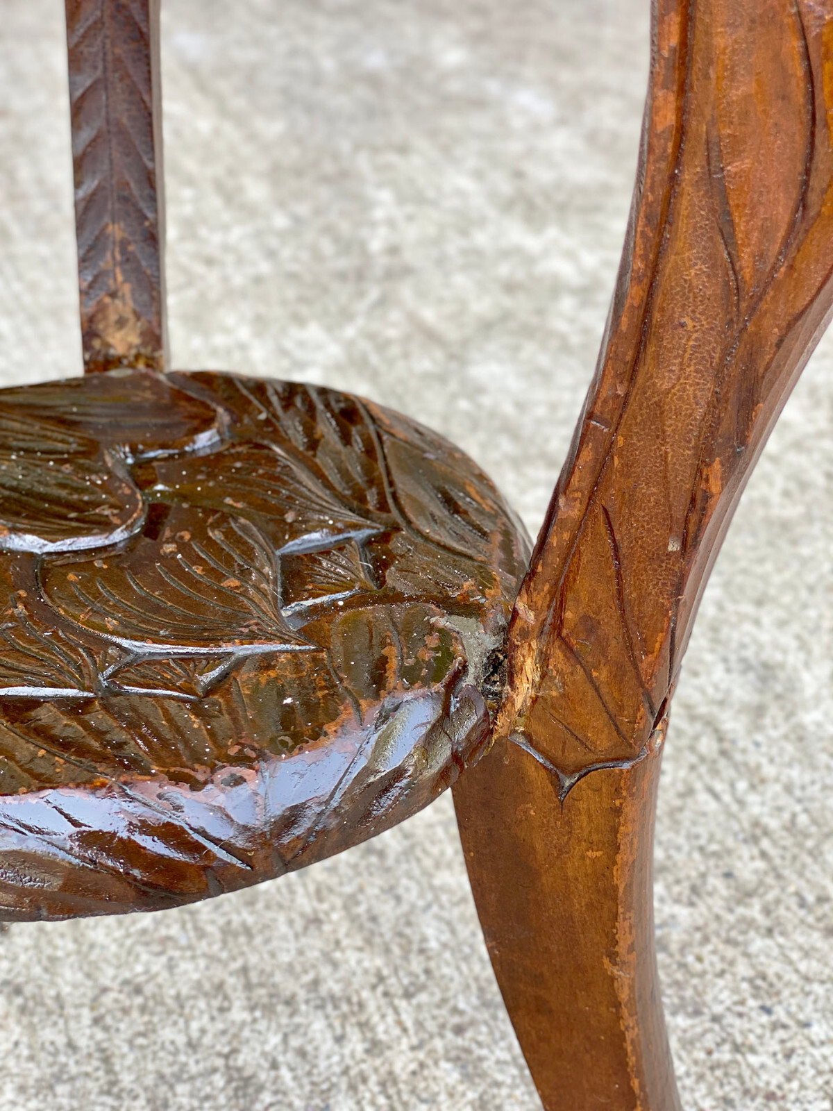 Antique Liberty & Co Art Nouveau Carved Floral Motif Plant Stand Table