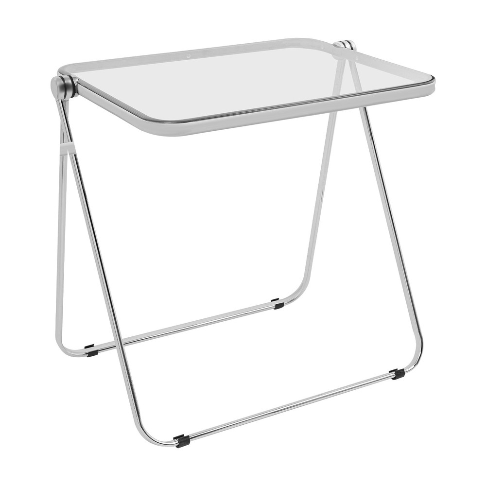 Clear Foldable Side Table Tiny Desk For Home Office Small Indoor Computer Desk